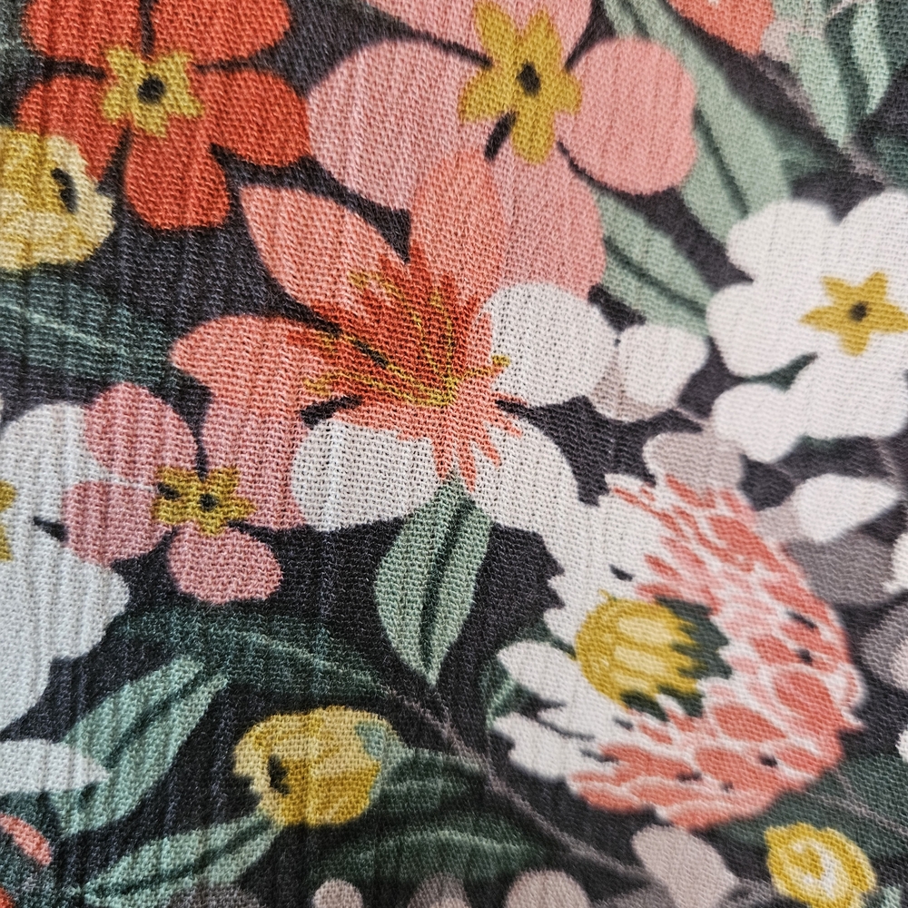 LOFT White and Pink Floral Long Sleeve Front Tie Blouse - Picture 3 of 4